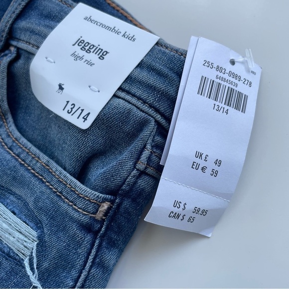 Abercrombie Kids Girls High Rise Jeggings Distressed Destroyed Size 13/14 NWT - Picture 7 of 8